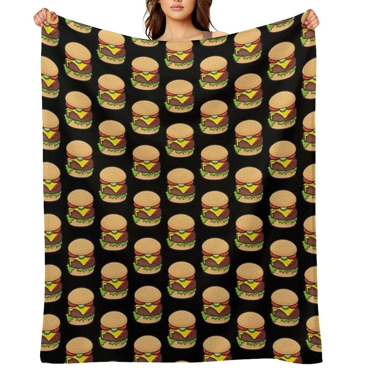 Cheeseburger Pattern Throw Blanket