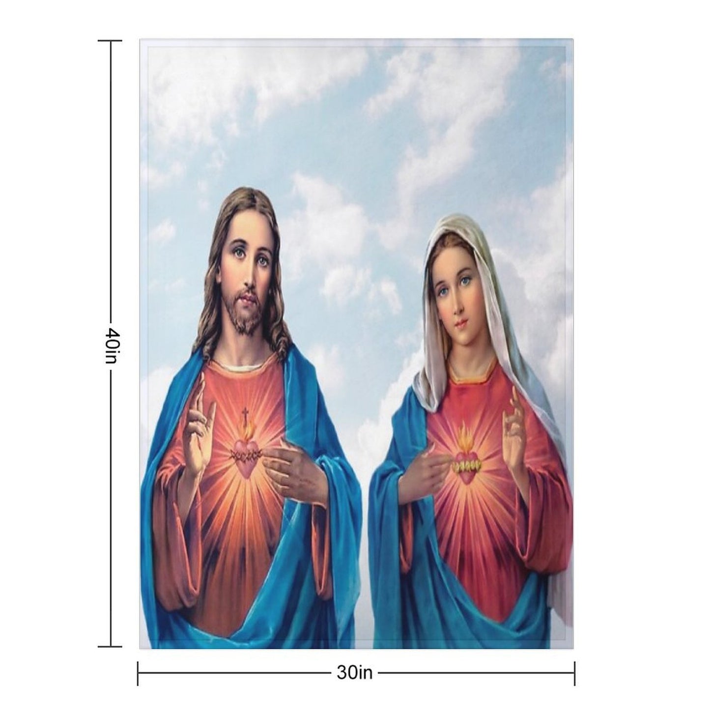 Sacred And Immaculate Hearts (Jesus And Mary) with Sky Background Throw Blanket