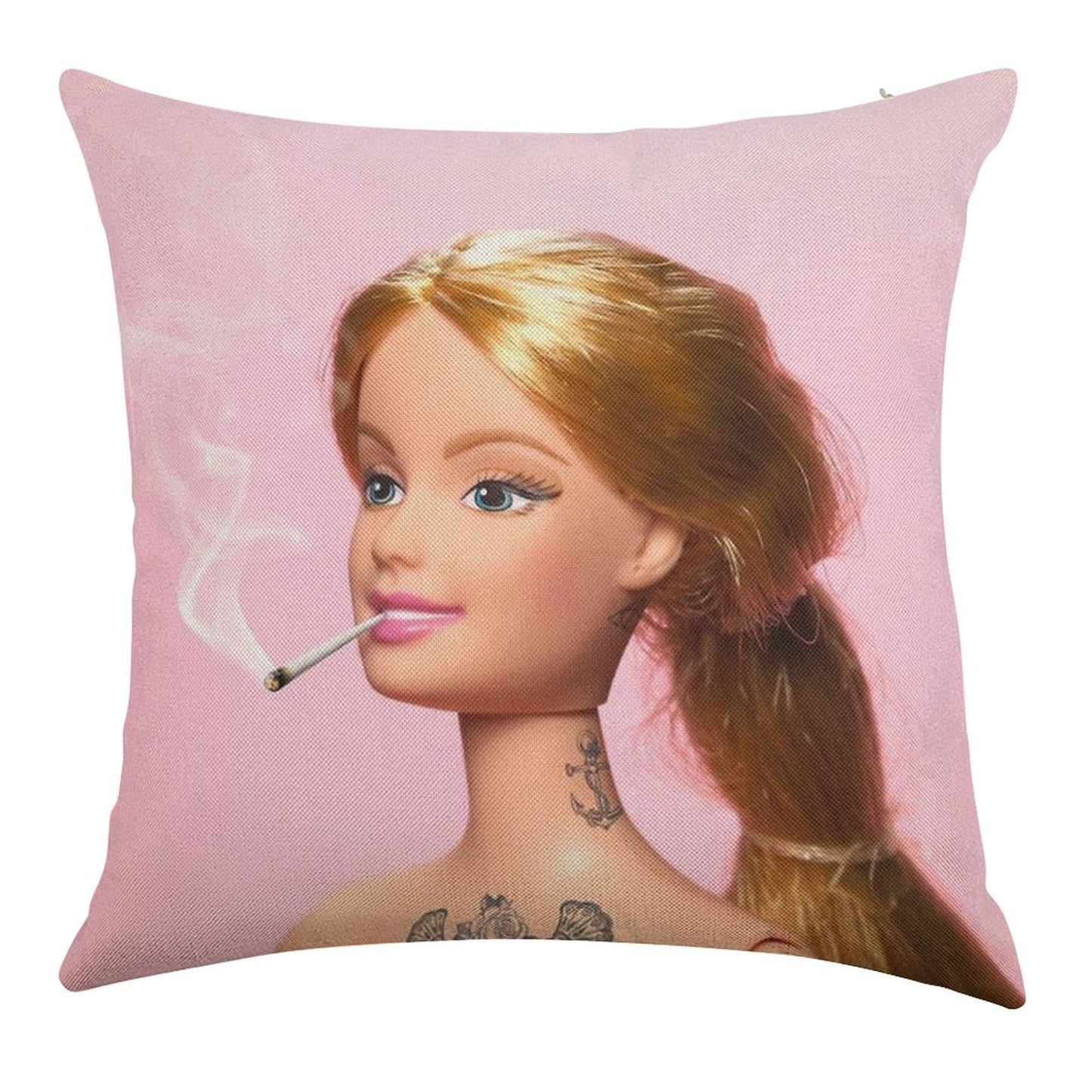 Doll Grown Up Linen Throw Pillow Cover