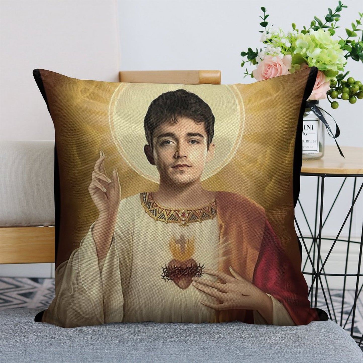 Charles Leclerc Jesus F1 Linen Throw Pillow Cover