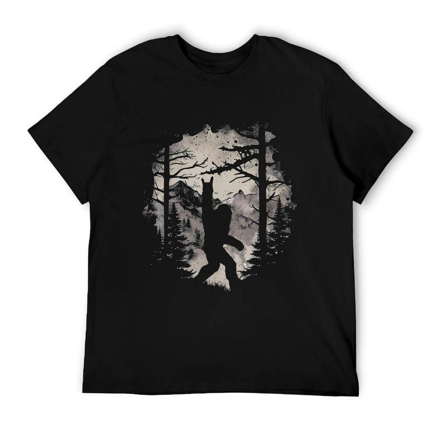 Rock On Bigfoot Sasquatch Loves Rock And Roll Mountain Trees T-Shirt