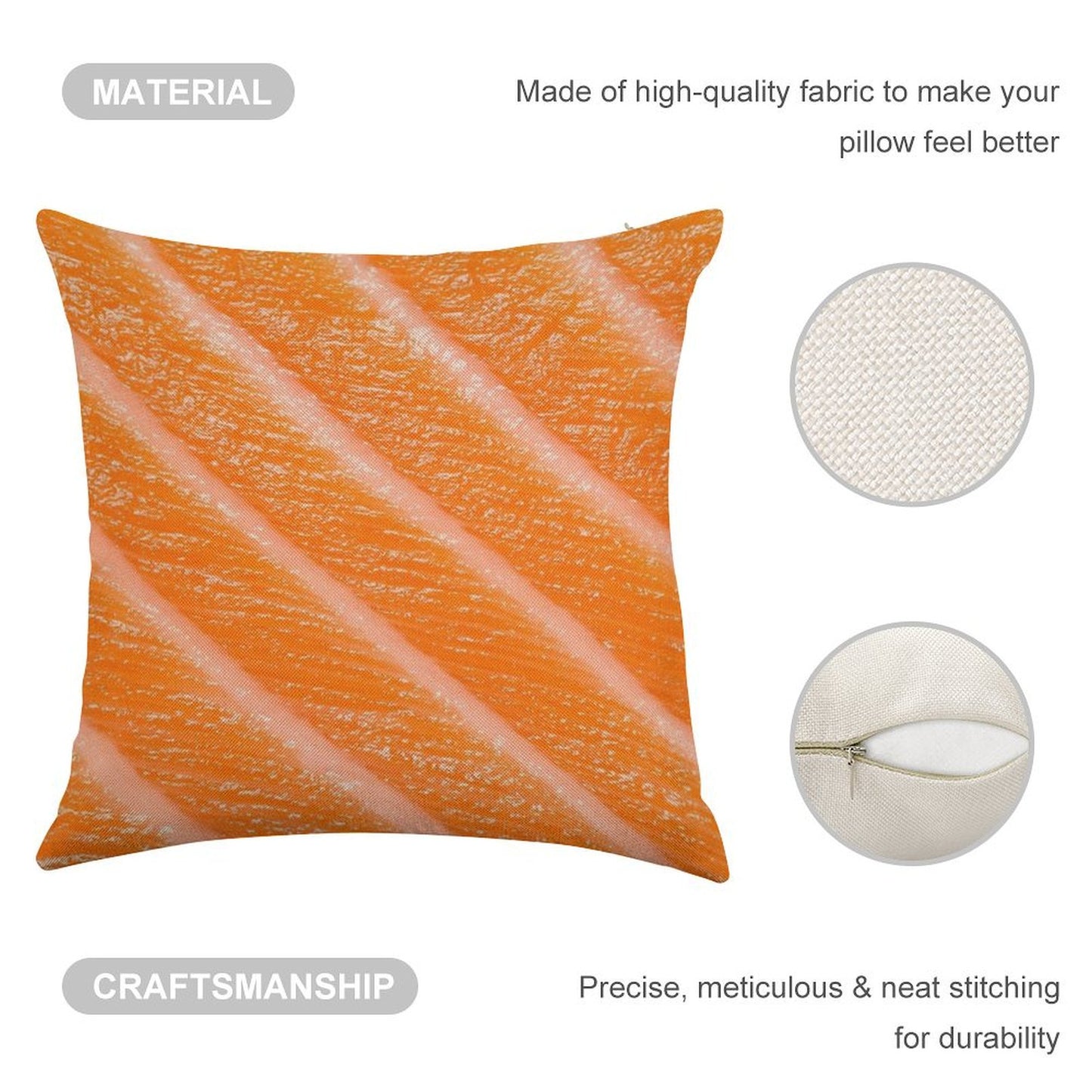 Salmon Sushi Sashimi Linen Throw Pillow Cover