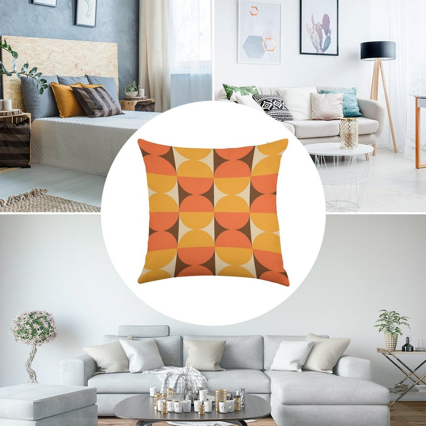 Mid Century Modern Geometric Abstract Pattern 727 Linen Throw Pillow Cover