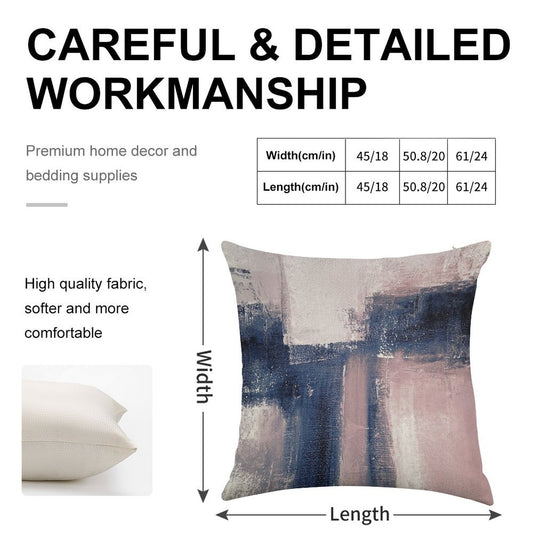 Pink And Navy 3 Linen Throw Pillow Cover