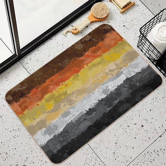 Bear Paint Splatter Flag Bath Mat