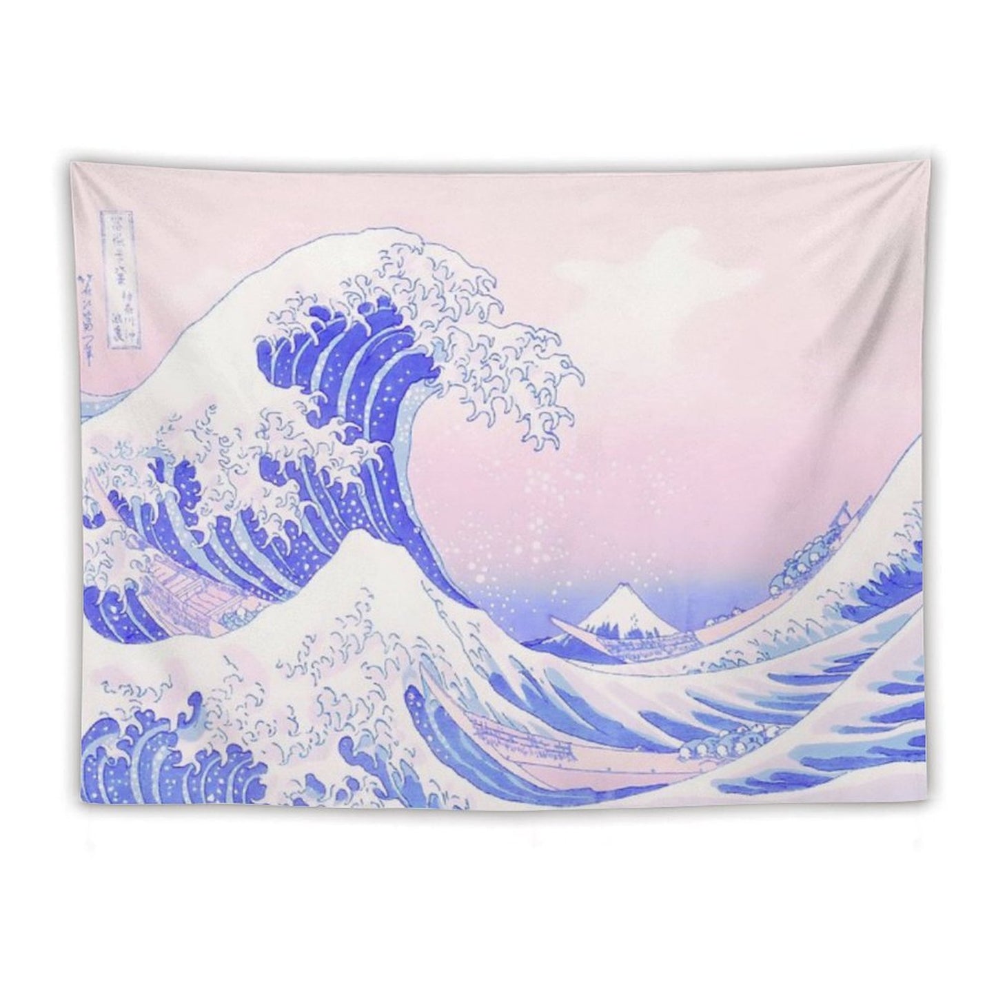 Great Wave Pastel Aesthetic Kawaii Pink Kanagawa Japanese Tapestry