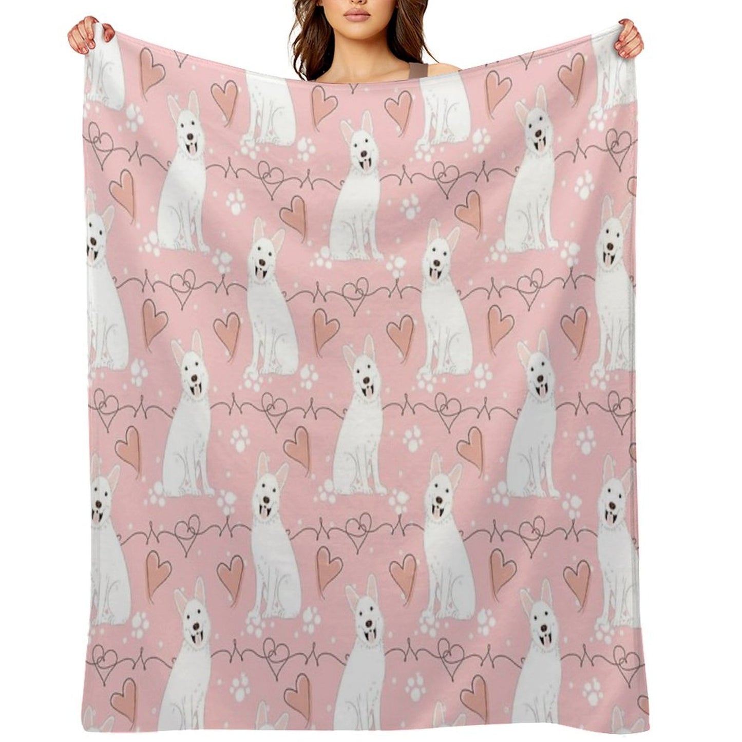 LOVE White German Shepherd Throw Blanket