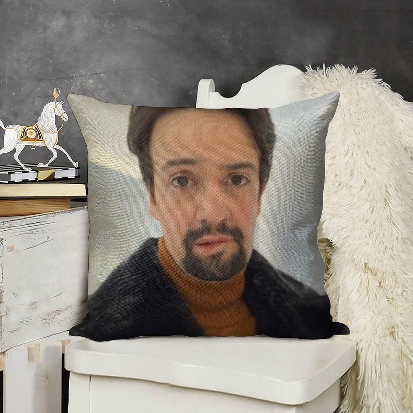 Manuel Miranda Lip Bite Meme Linen Throw Pillow Cover