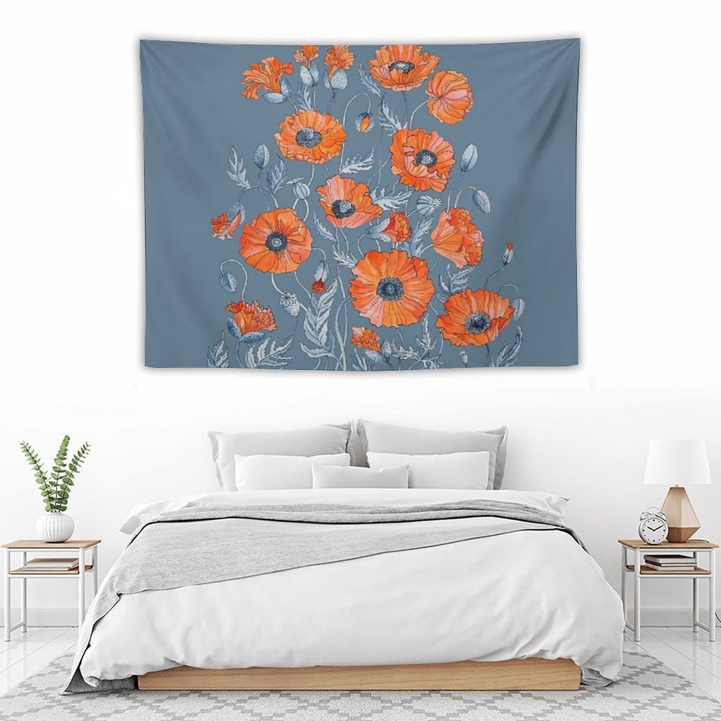 Poppies Floral Botanical Art Tapestry