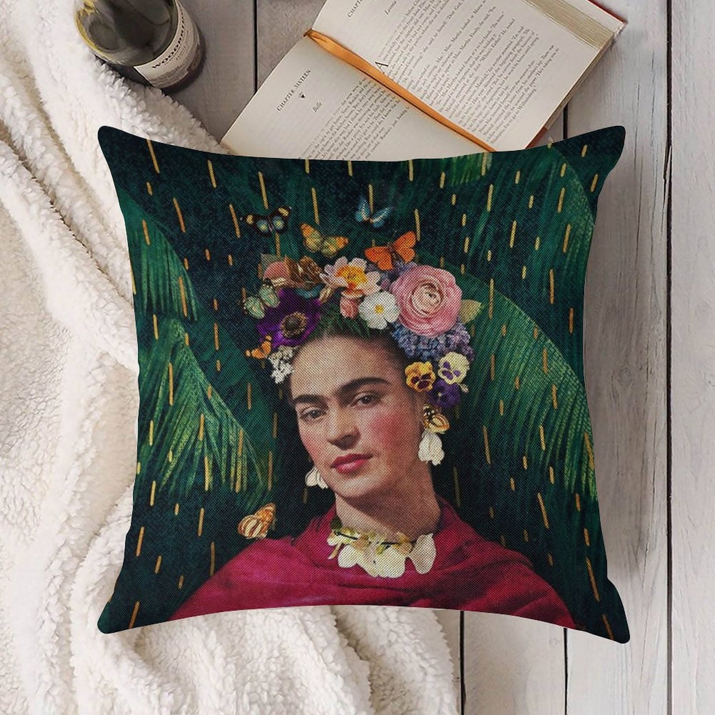 Frida Kahlo  World Women's Day Linen Throw Pillow Cover