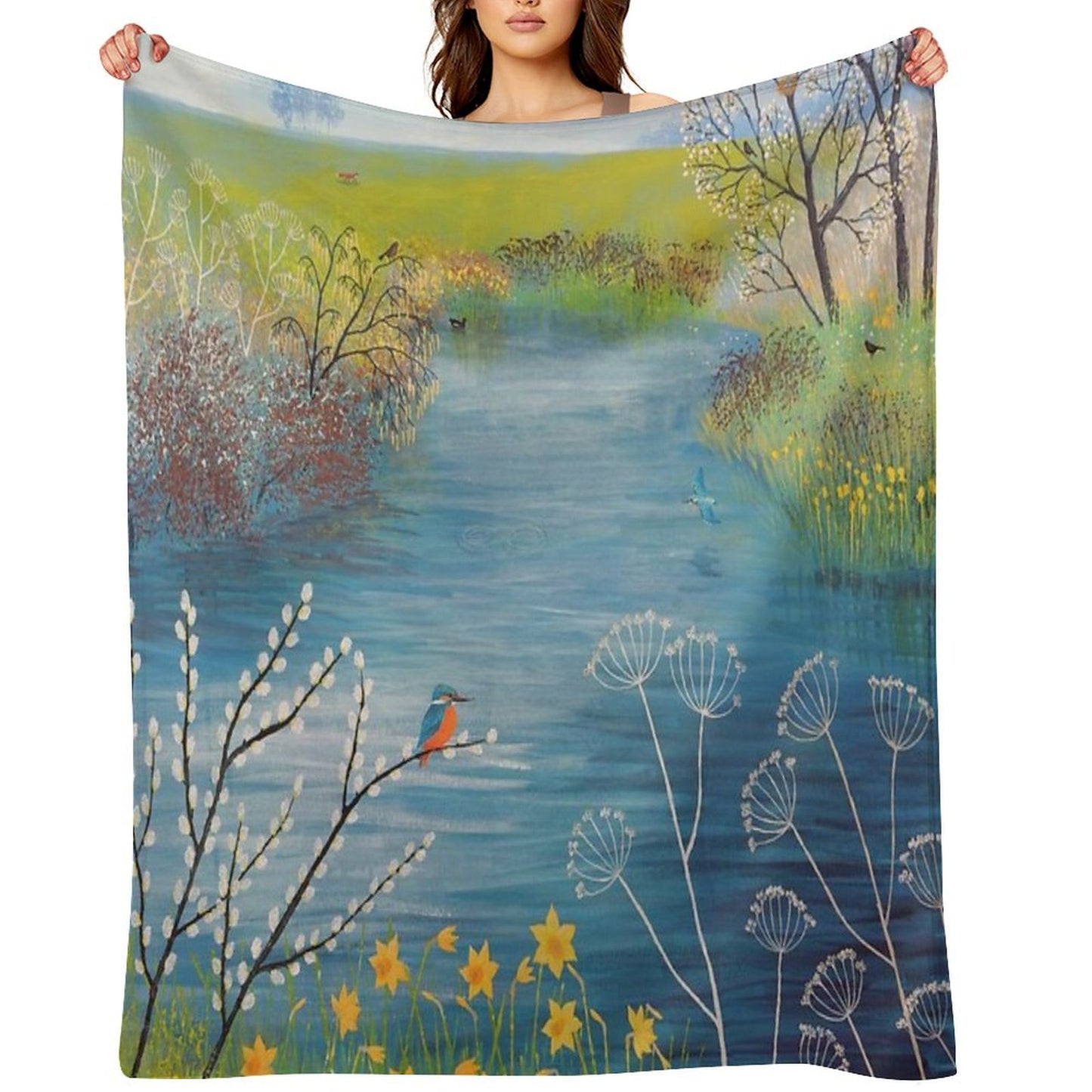 Spring at Kingfisher Pool Throw Blanket