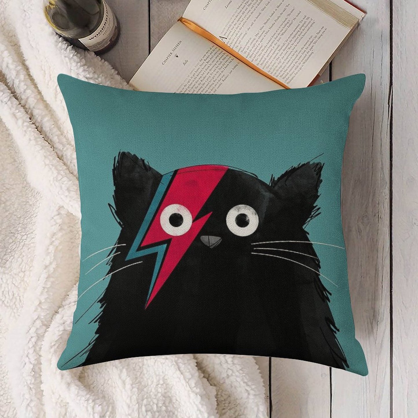 Cat Bowie Linen Throw Pillow Cover