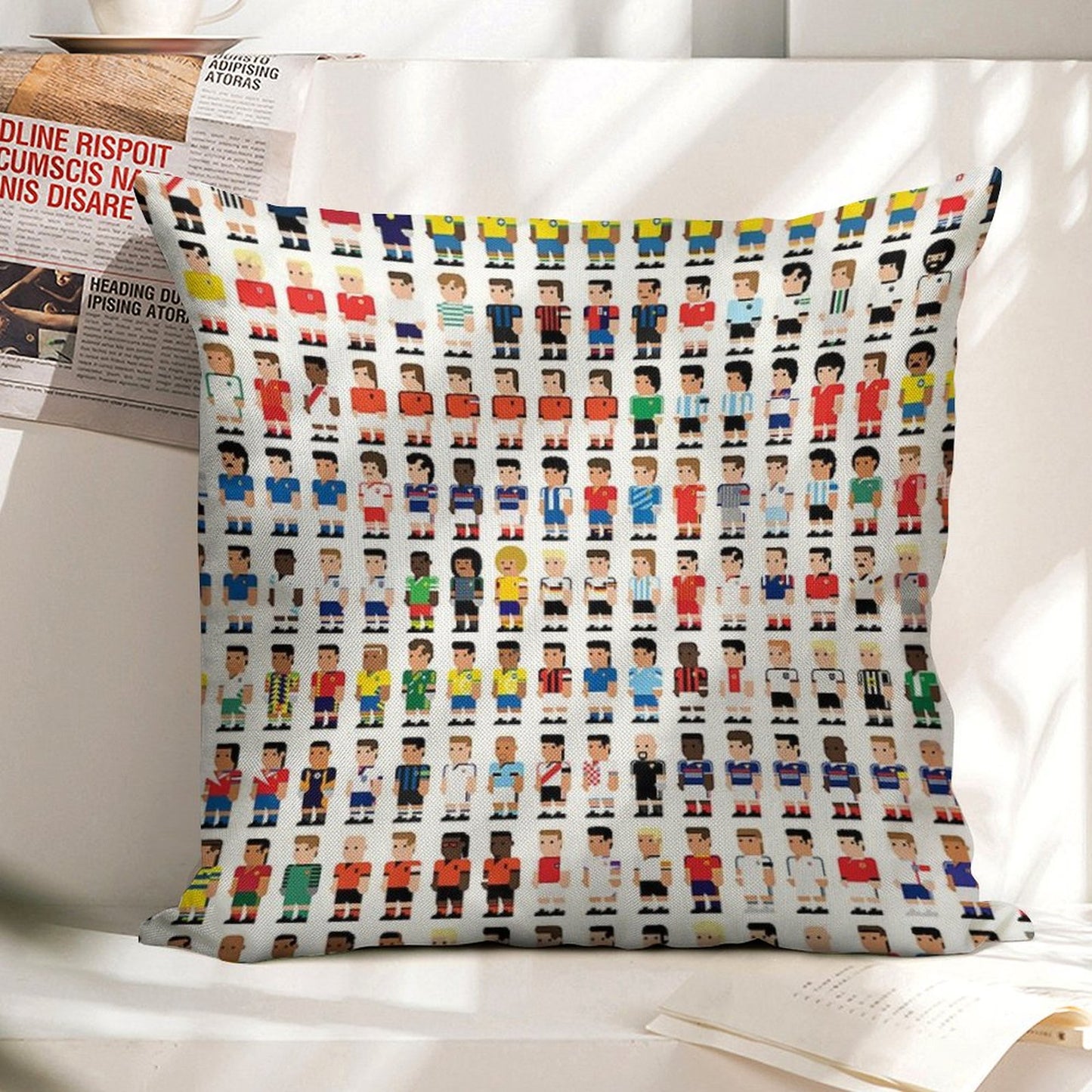 Soccer Legends Linen Throw Pillow Cover