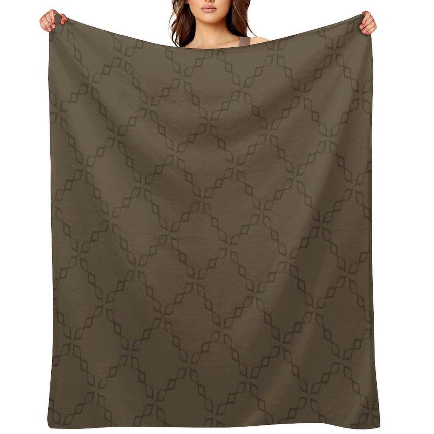 Circle Chain of Gray Mixed with Light Brown Throw Blanket