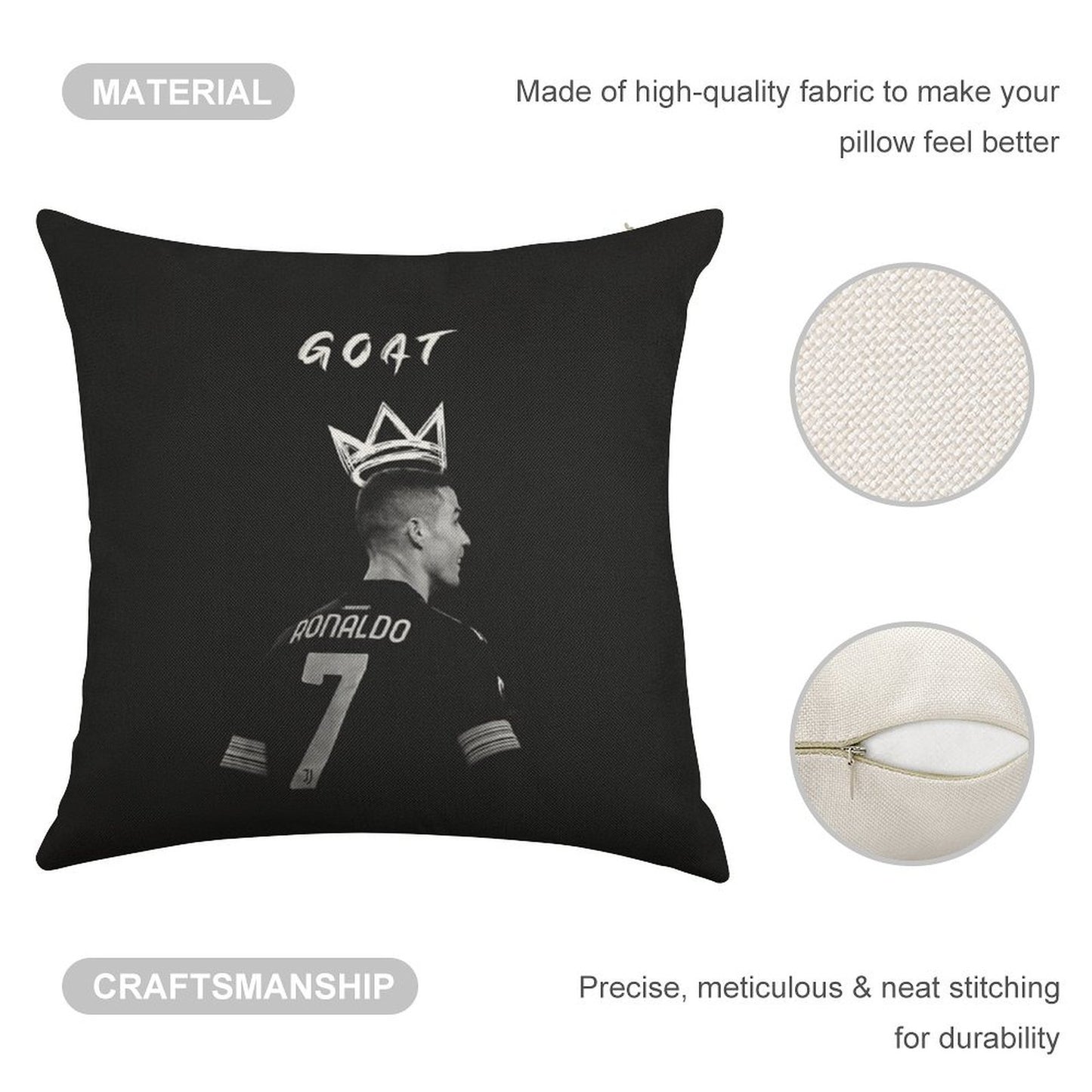 Cristiano Ronaldo Goat Linen Throw Pillow Cover
