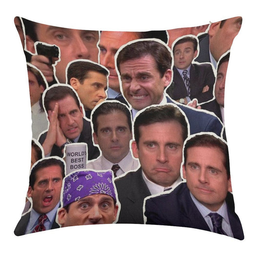 Michael Scott - The Office Collage Linen Throw Pillow Cover