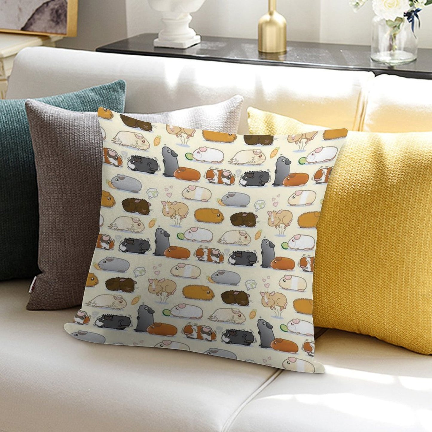 Guinea Pig Parade Soft Shrink-Resistant Throw Pillow