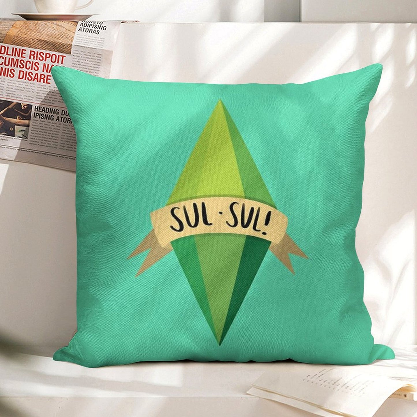 Plumbob Linen Throw Pillow Cover