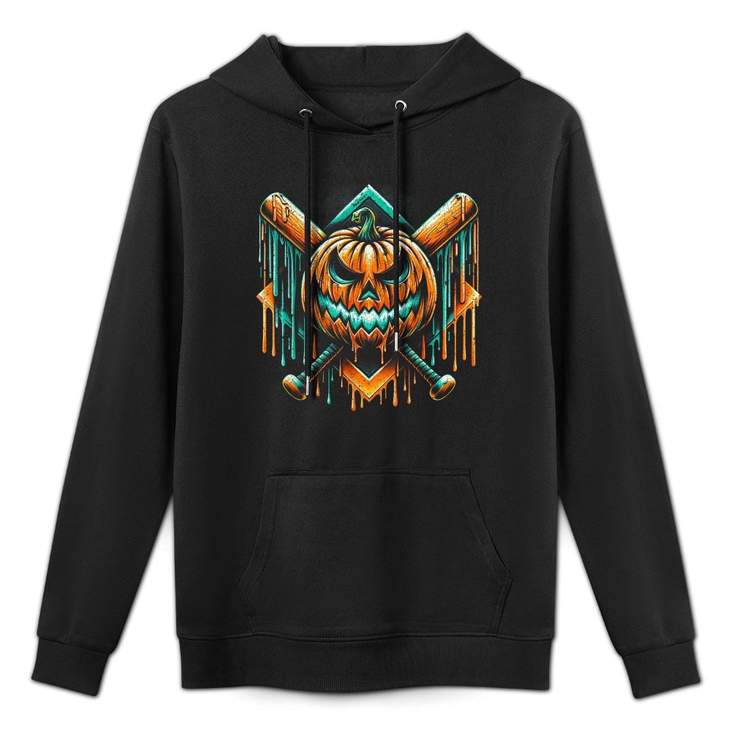 Pumpkin Halloween Crossed Bats Baseball Ice Cream Drip Layering Staple Hoodie