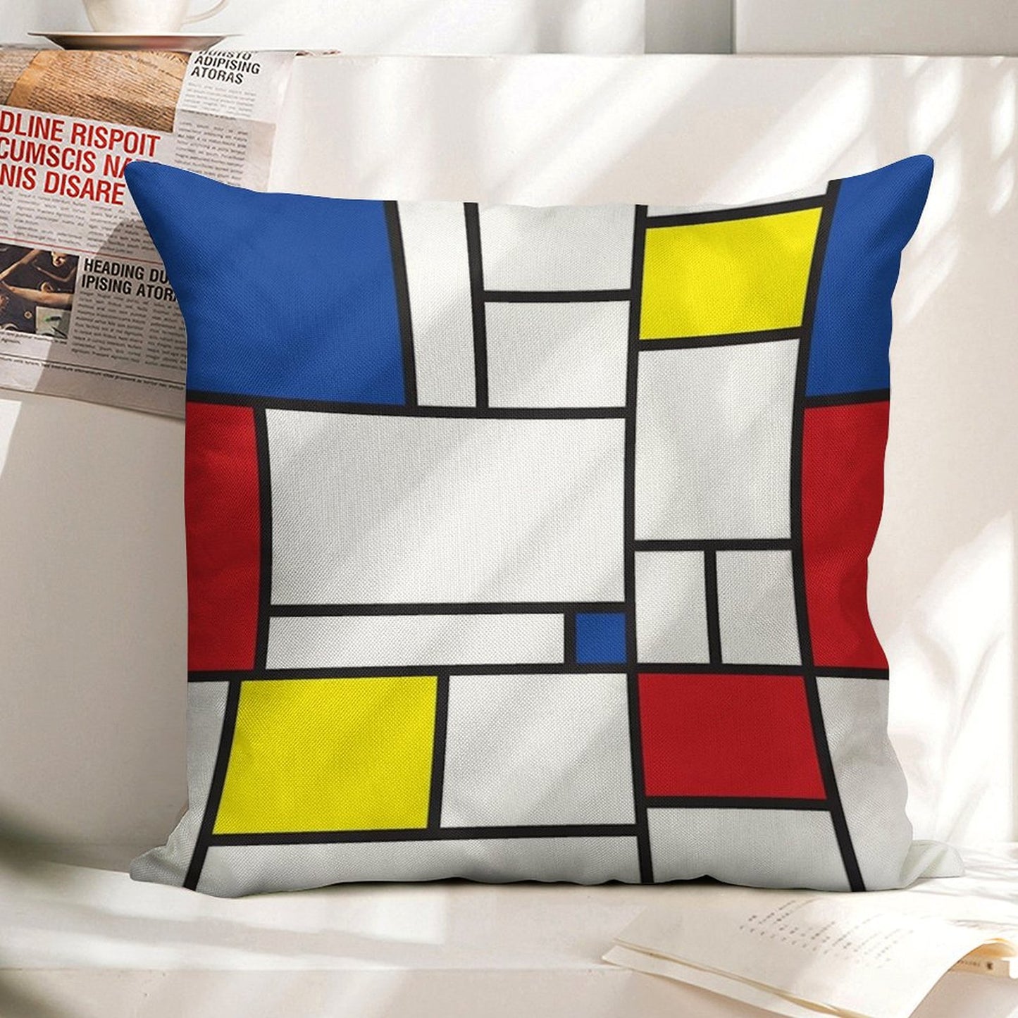 Mondrian Minimalist De Stijl Modern Art II © Fatfatin Linen Throw Pillow Cover