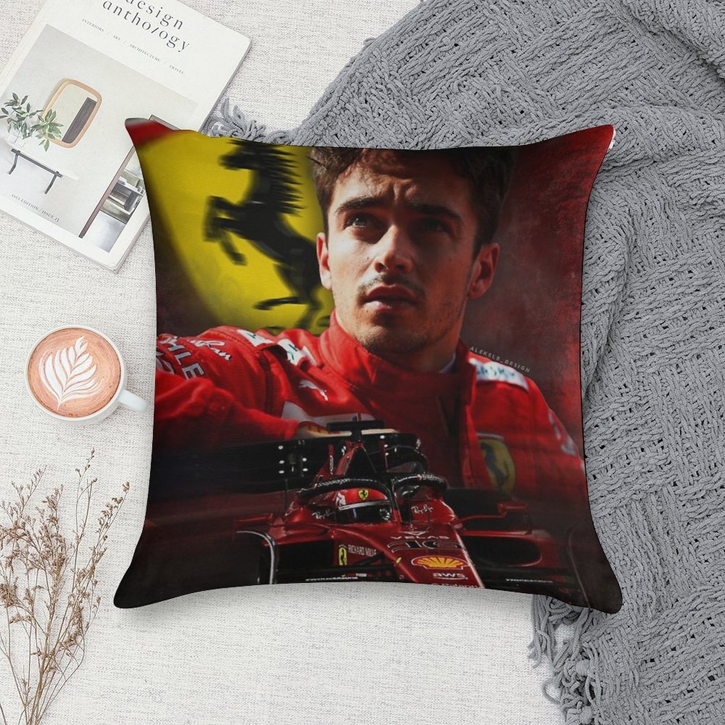 Charles Leclerc F1 2022 Soft Gift Ready Throw Pillow