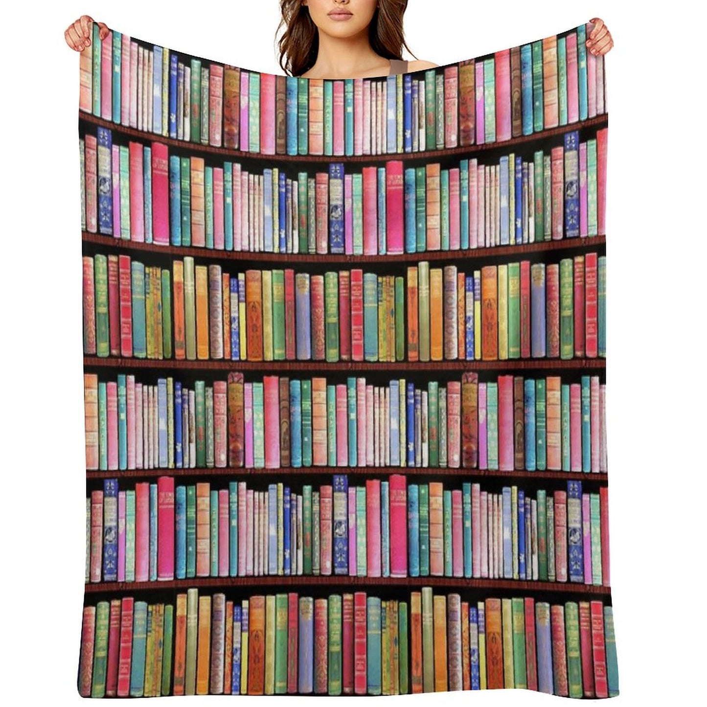 Bookworm Antique Book Library, Vintage Book Shelf Throw Blanket