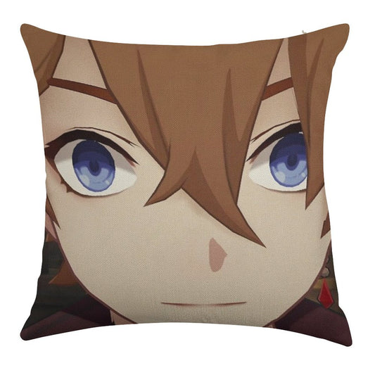 Childe (Tartaglia) Face Meme Linen Throw Pillow Cover
