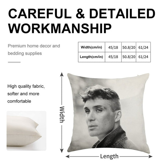 Cillian Murphy Linen Throw Pillow Cover