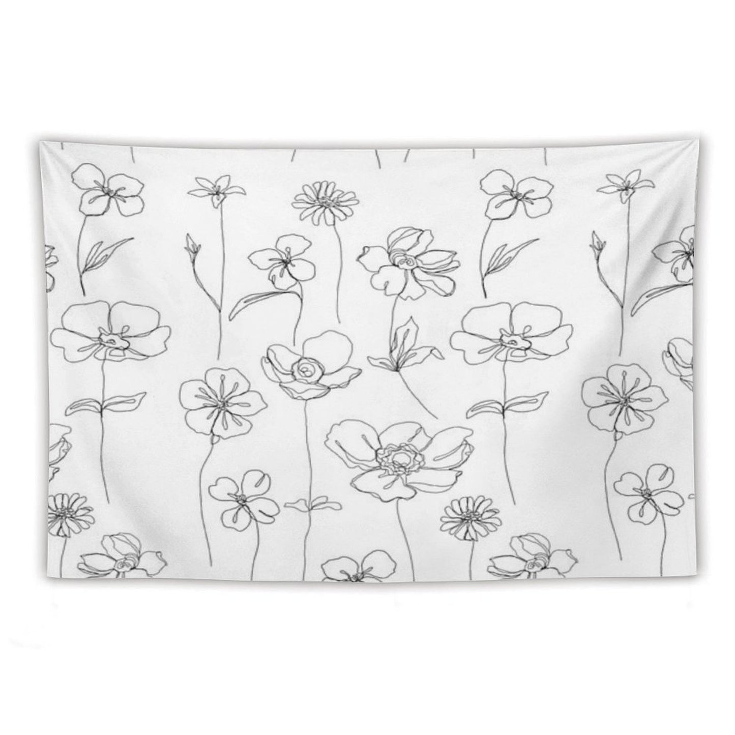 Botanical Floral Illustration - Botanicals White Tapestry