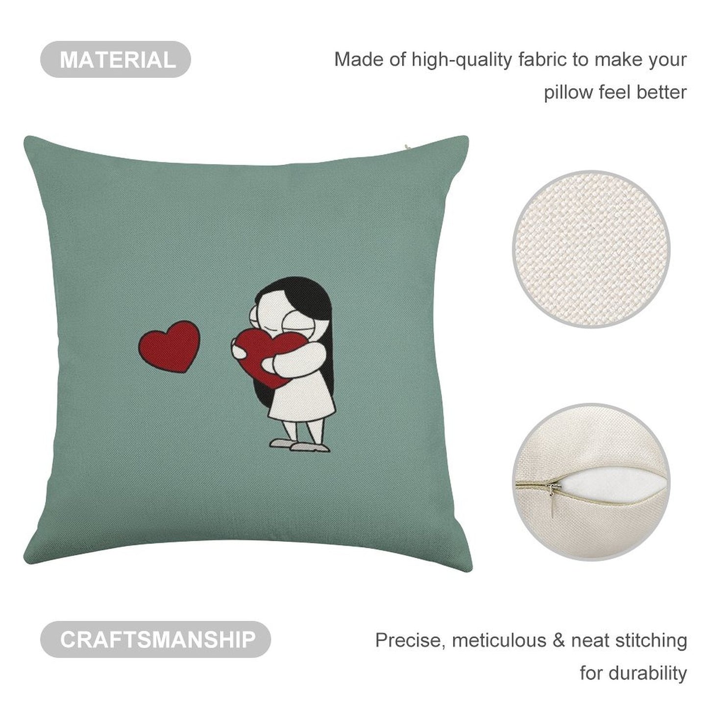 Catana Hearts Linen Throw Pillow Cover