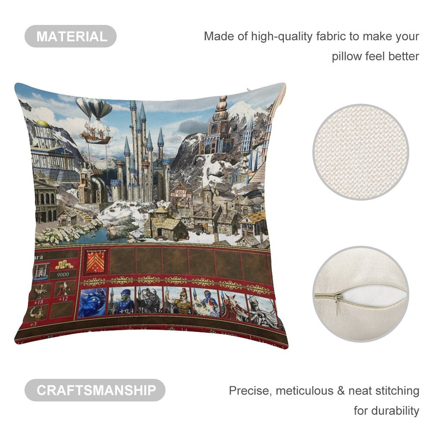 Heroes of Might & Magic 3 Tower Linen Throw Pillow Cover