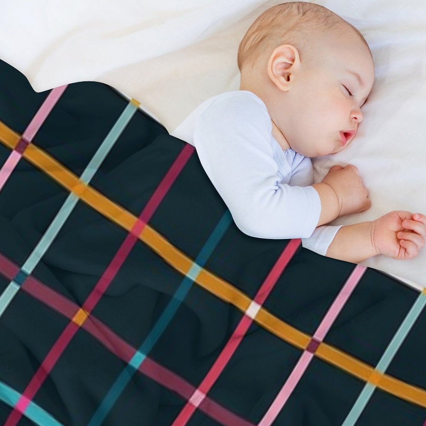 Hand Drawn Plaid Pattern Throw Blanket