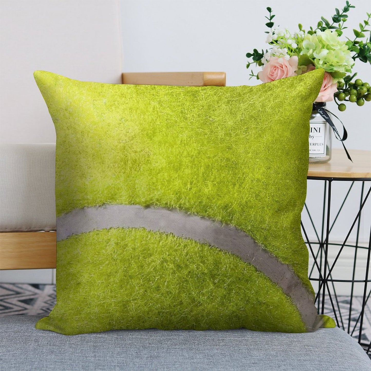 MAN CAVE THROW PILLOW SERIES - TENNIS BALL Linen Throw Pillow Cover