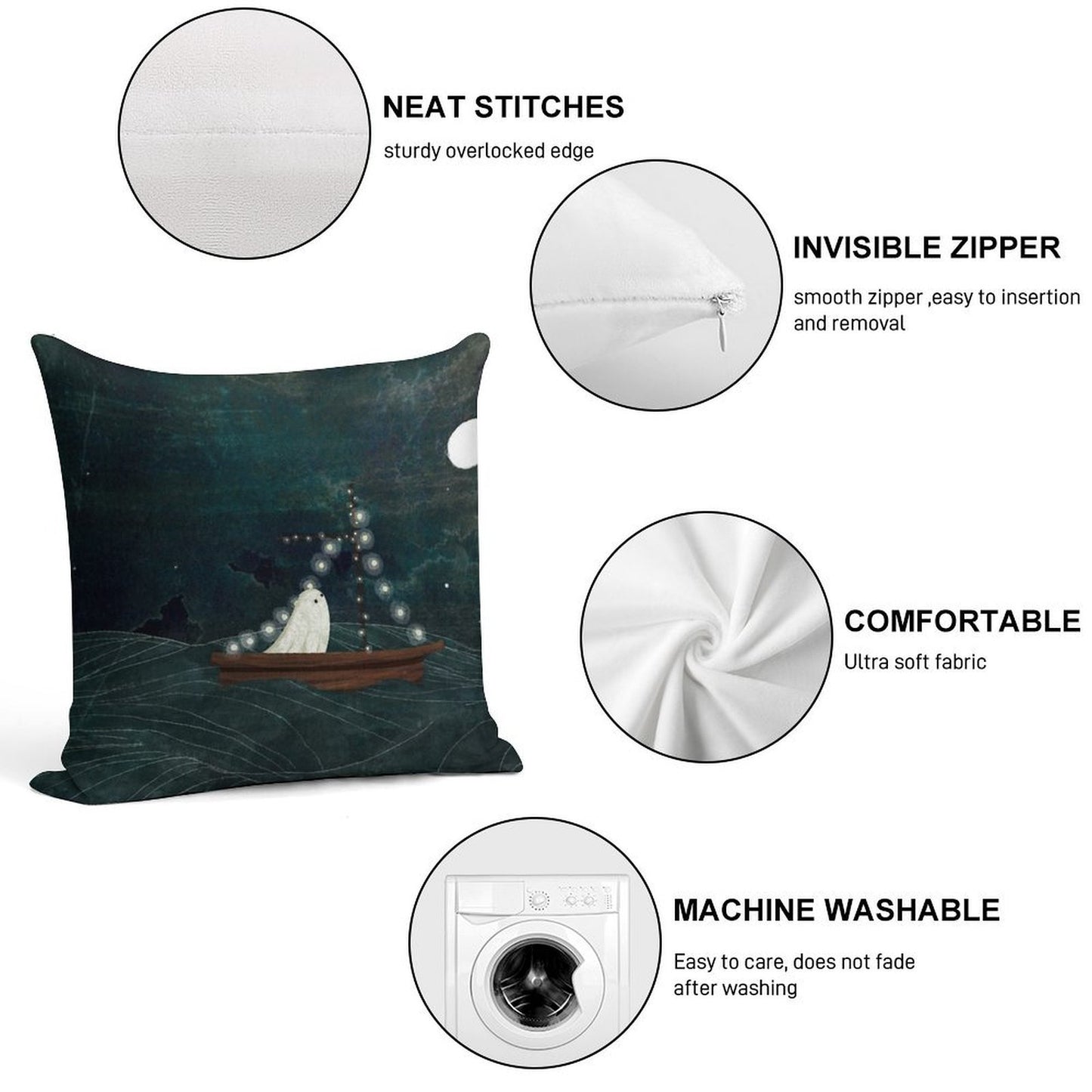 Ghost Boat Ride Soft Bedroom Essential Throw Pillow