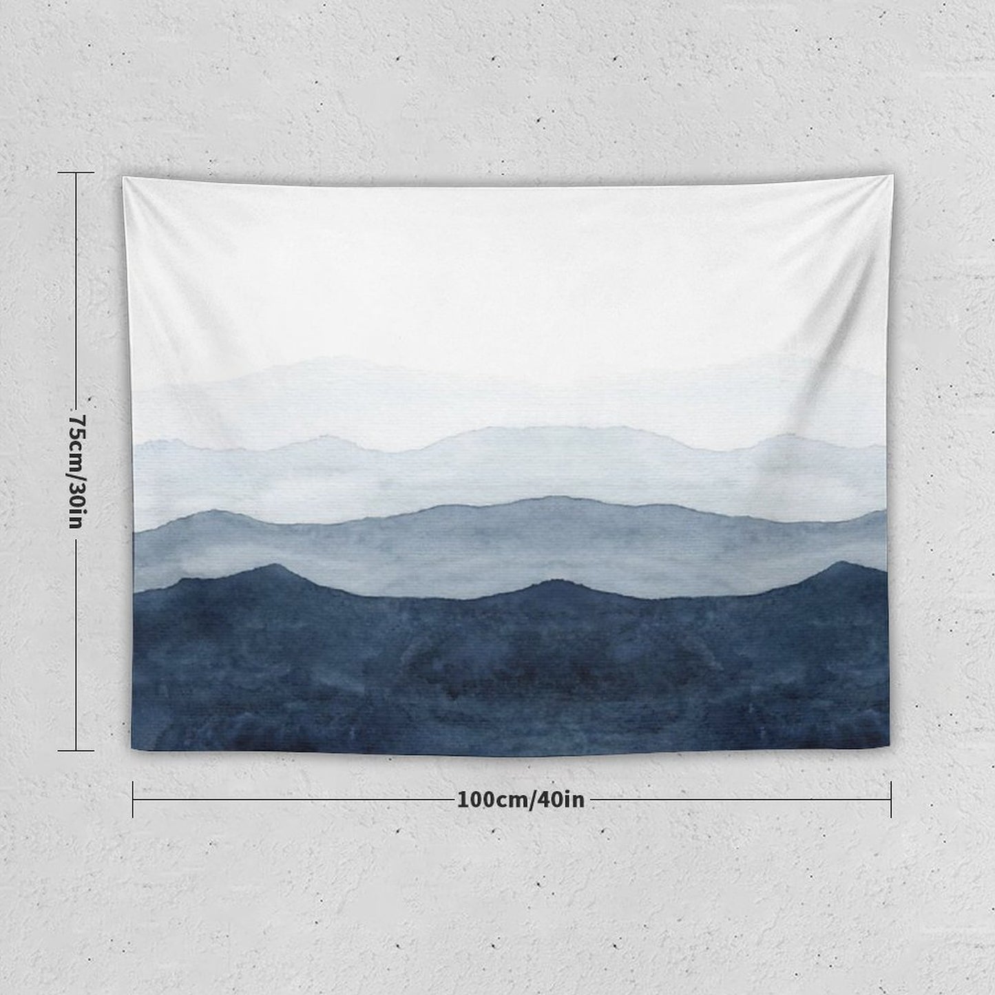 Mountains Ombre Indigo Abstract Watercolor Tapestry