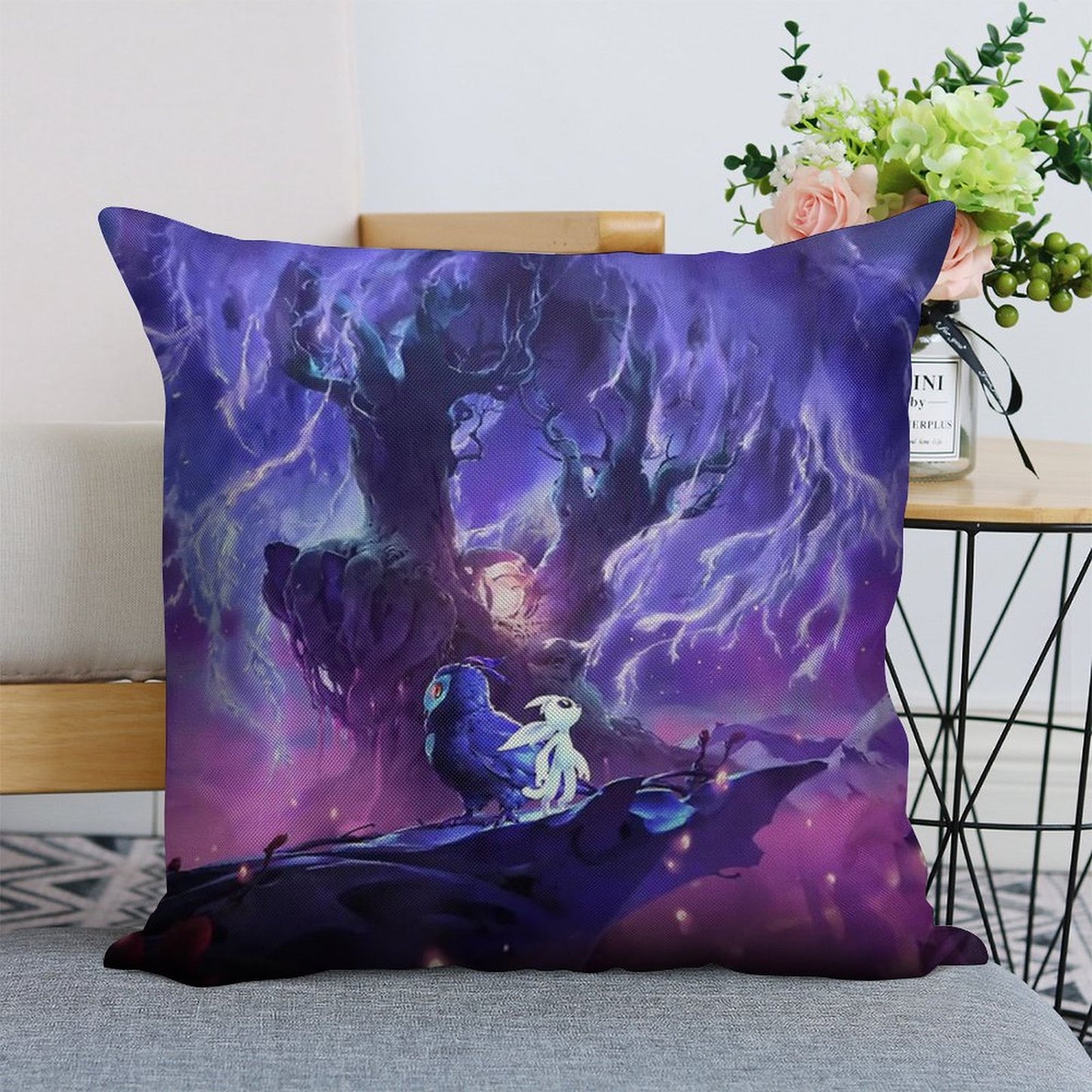 Ori Will of The Wisp Linen Throw Pillow Cover