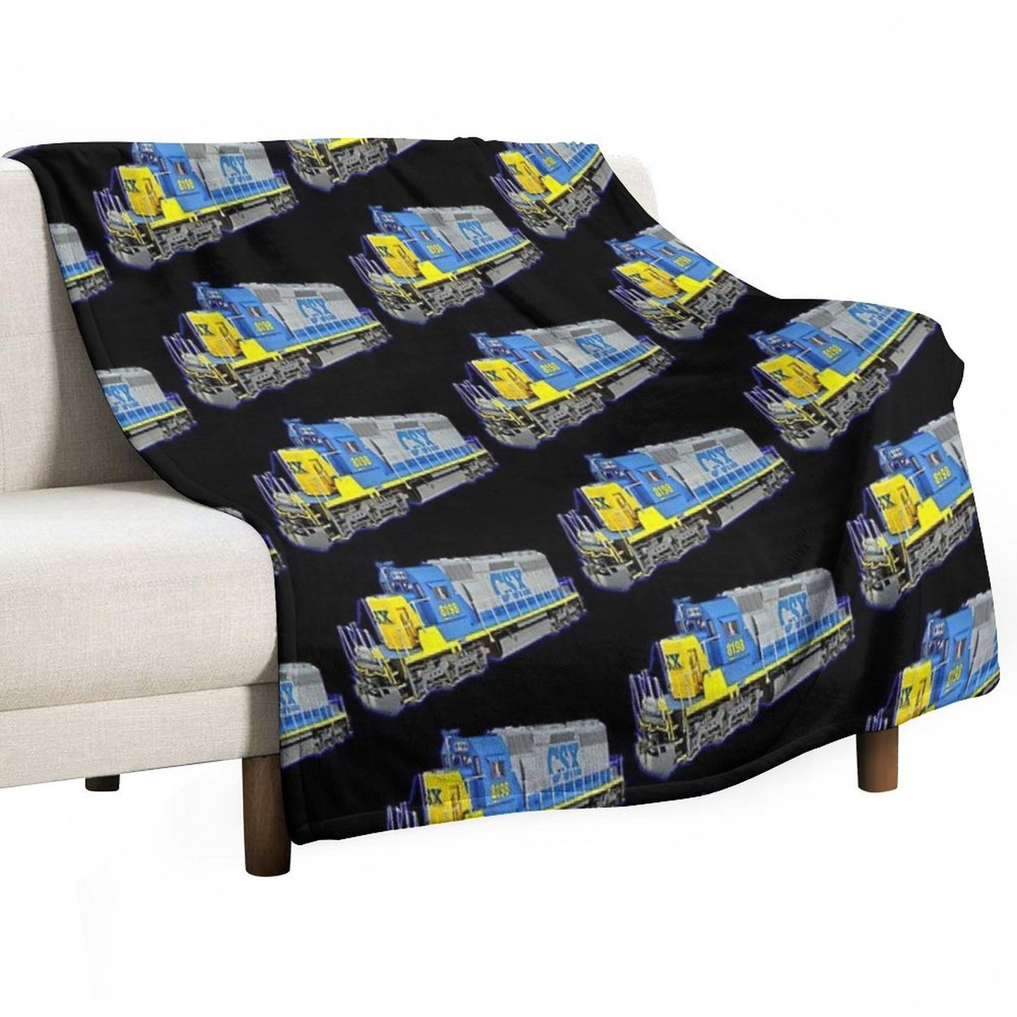 Freight Train CSX Engine Throw Blanket