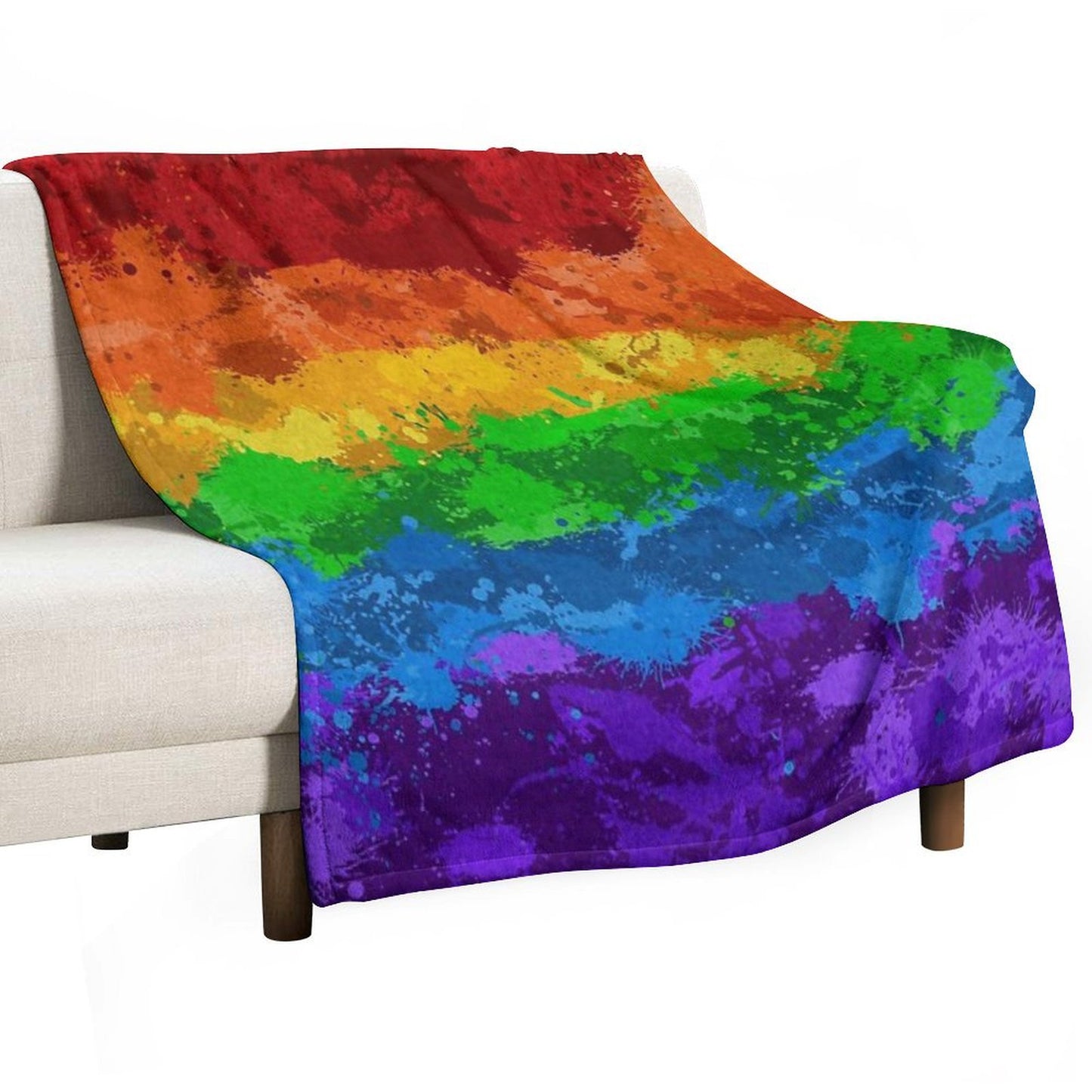 Abstract Paint Splatter LGBTQ Pride Rainbow Flag Background Throw Blanket