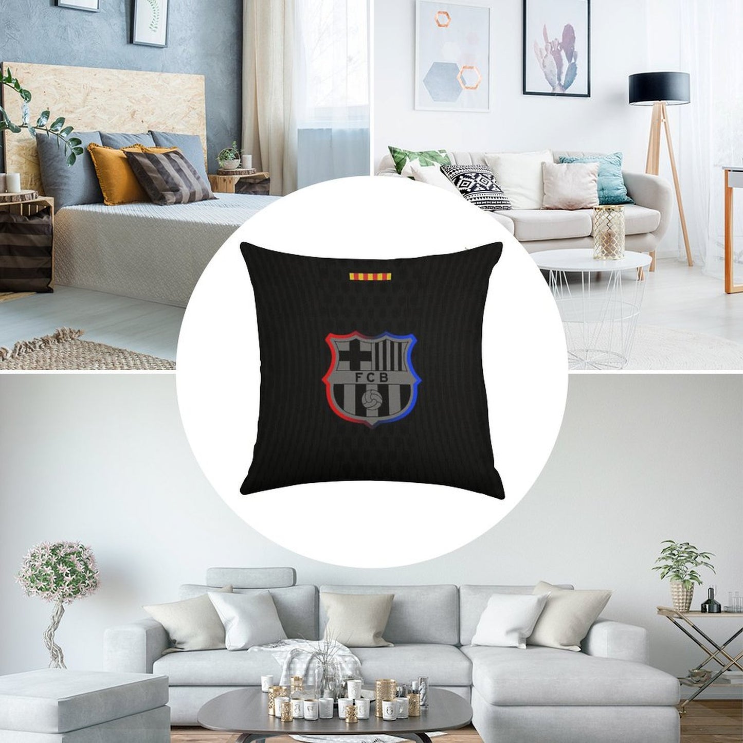 Barca Away 2024-25 Black Linen Throw Pillow Cover