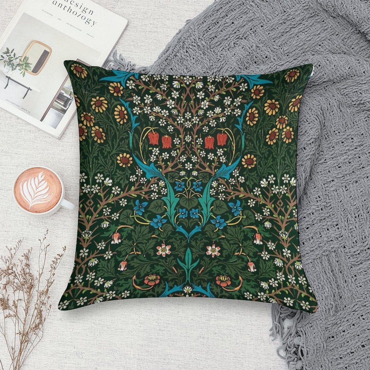 Blackthorn by William Morris, 1892 Soft Luxury Feel Throw Pillow