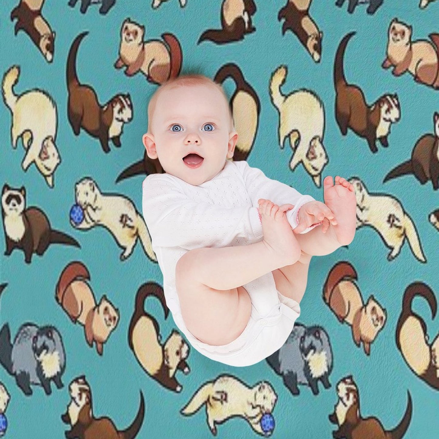Cat Snakes in Blue Throw Blanket
