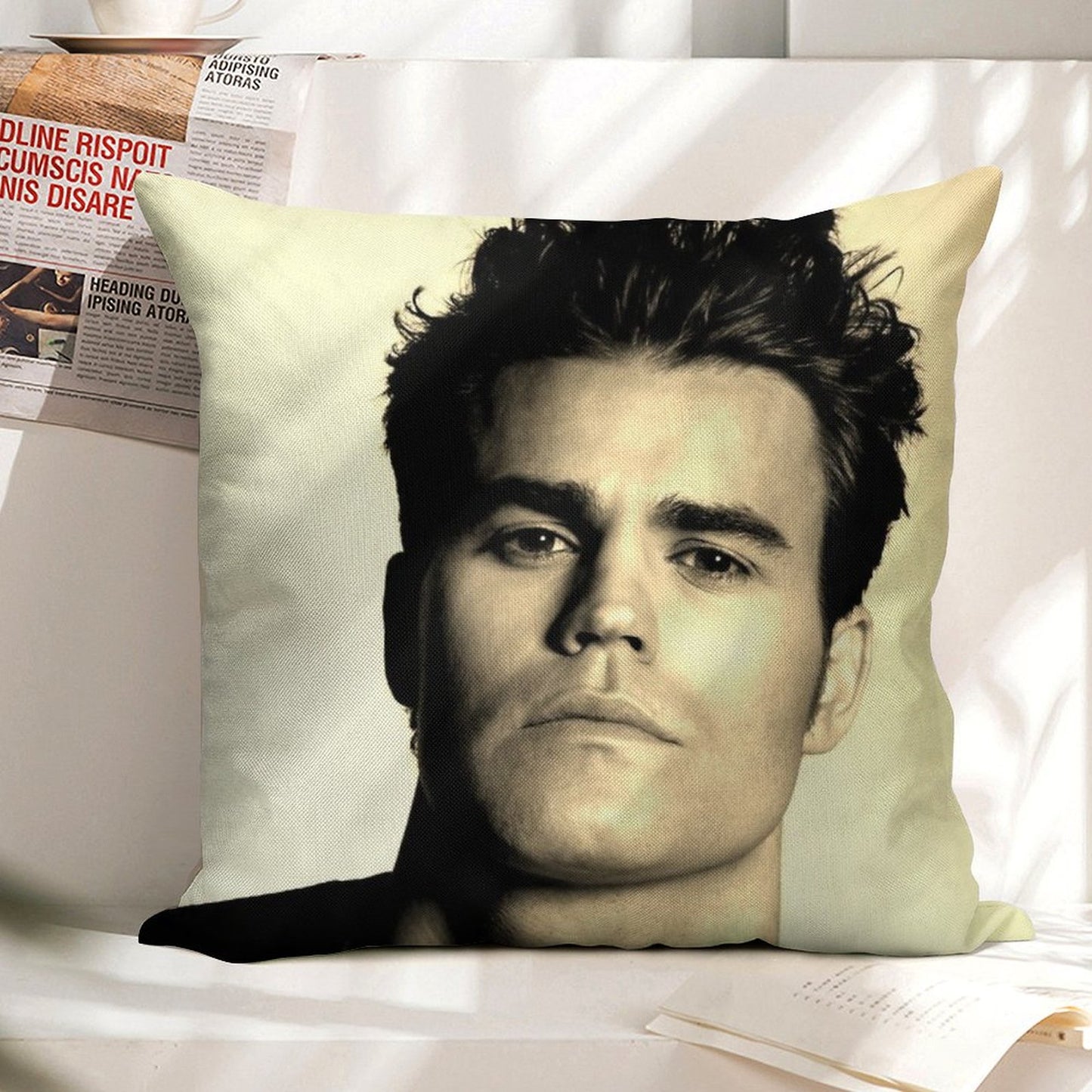 Paul Wesley GFY Linen Throw Pillow Cover