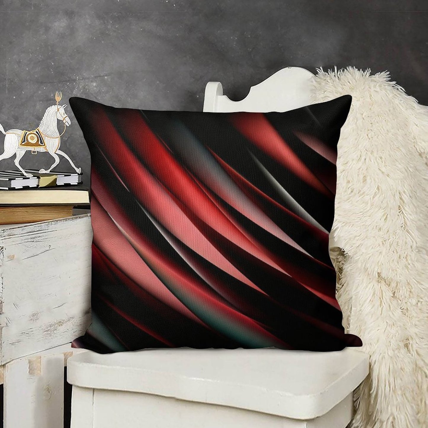 Decorative Red And Black Linen Throw Pillow Cover