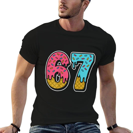 67 Ice Cream Drip Meme Six Seven Gen Alpha Slang (On Back) Wrinkle-resistant T-Shirt