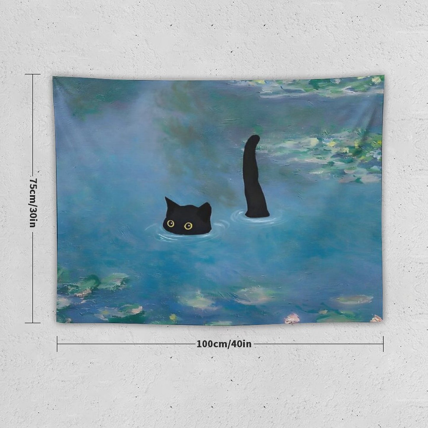 Cat Print Monet Waterlily Tapestry