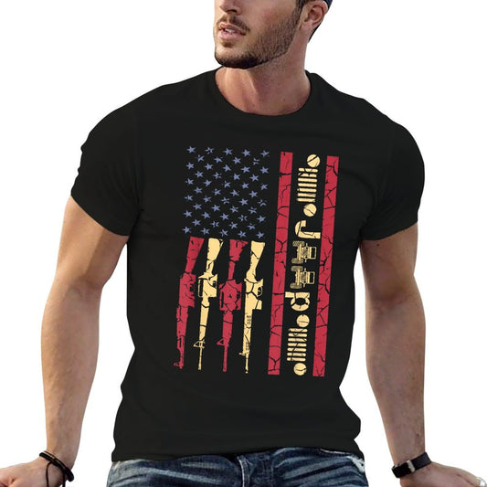 Offroad Driving 4x4 American USA Flag Distressed Gun Gift T-Shirt