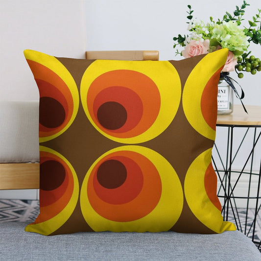70s, 80s Funky Vintage Circle Pattern Linen Throw Pillow Cover