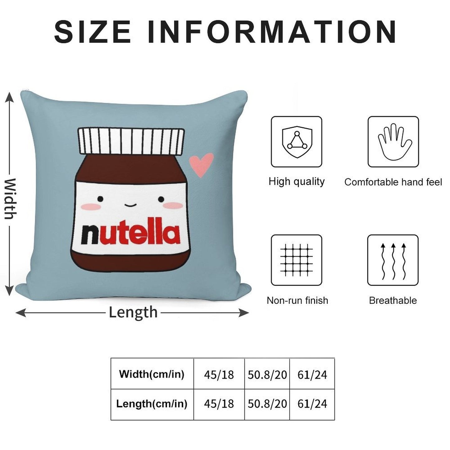 Cute Nutella Jar Soft Fade-Resistant Throw Pillow