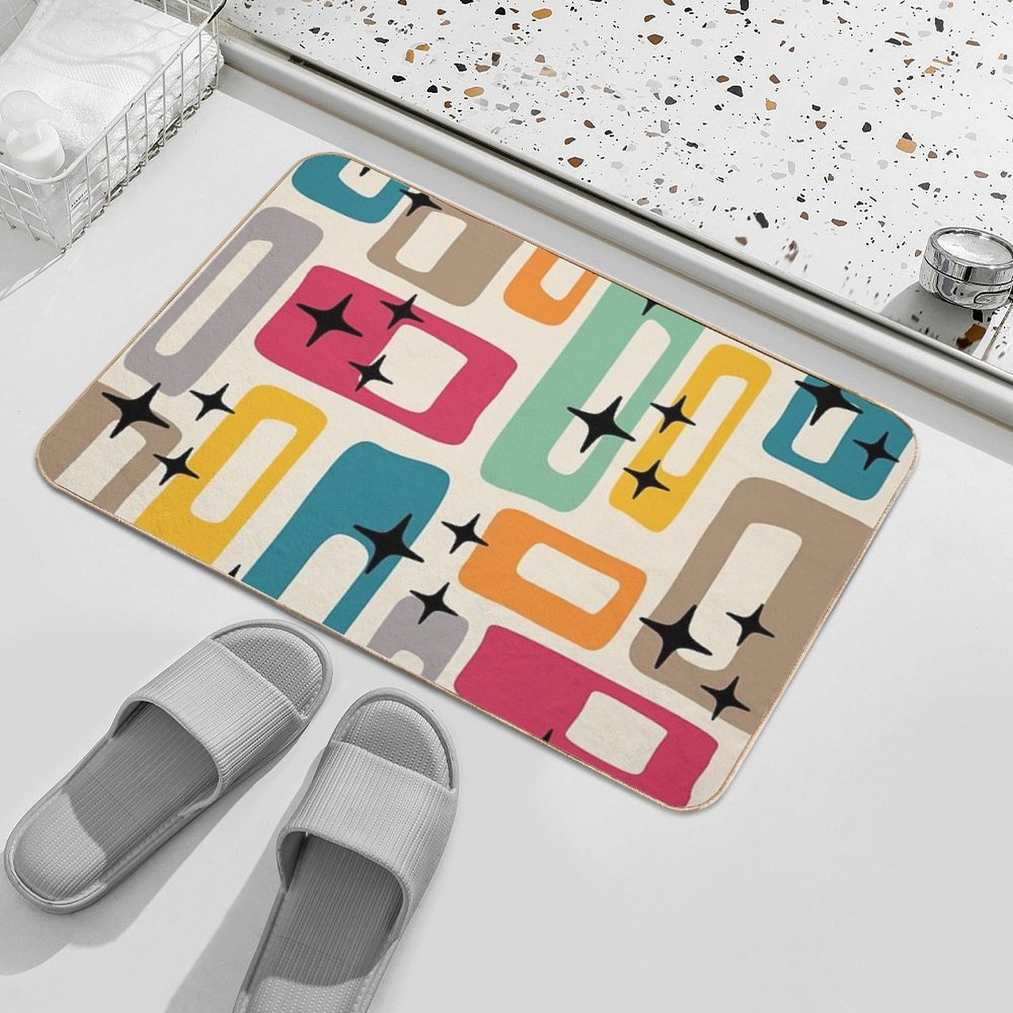 Retro Mid Century Modern Abstract Pattern 154 Bath Mat