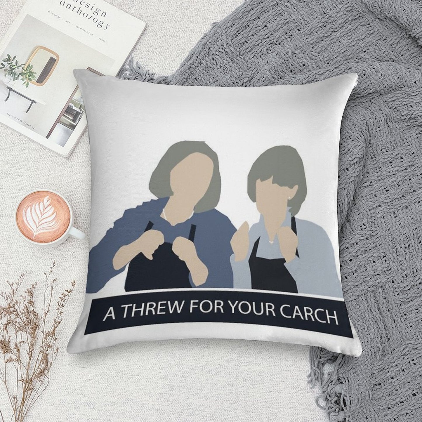 Prude And Trude - Kath And Kim Soft Shrink-Resistant Throw Pillow